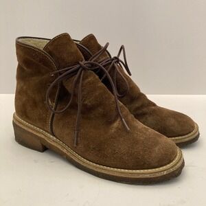 VTG Suede Chukka Desert Boots Gum Soles Lace Up Womens 7.5 B Fleece‎ Lined Brown